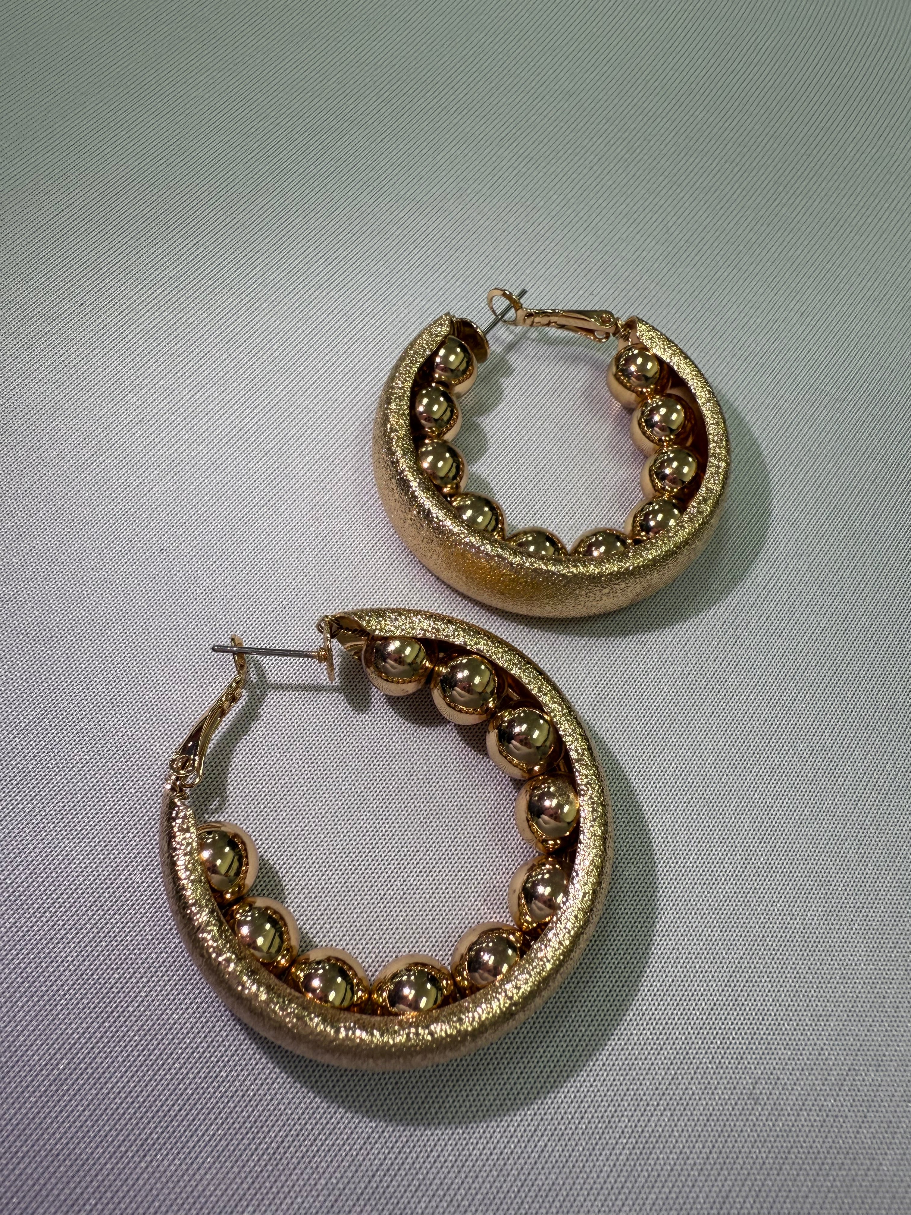 Gold Rush Hoop with Beaded Accents Earrings