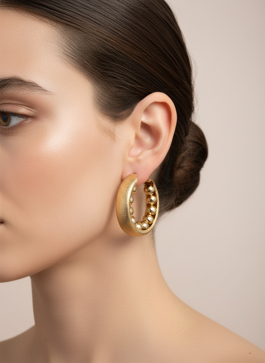 Gold Rush Hoop Beaded Accents Earrings