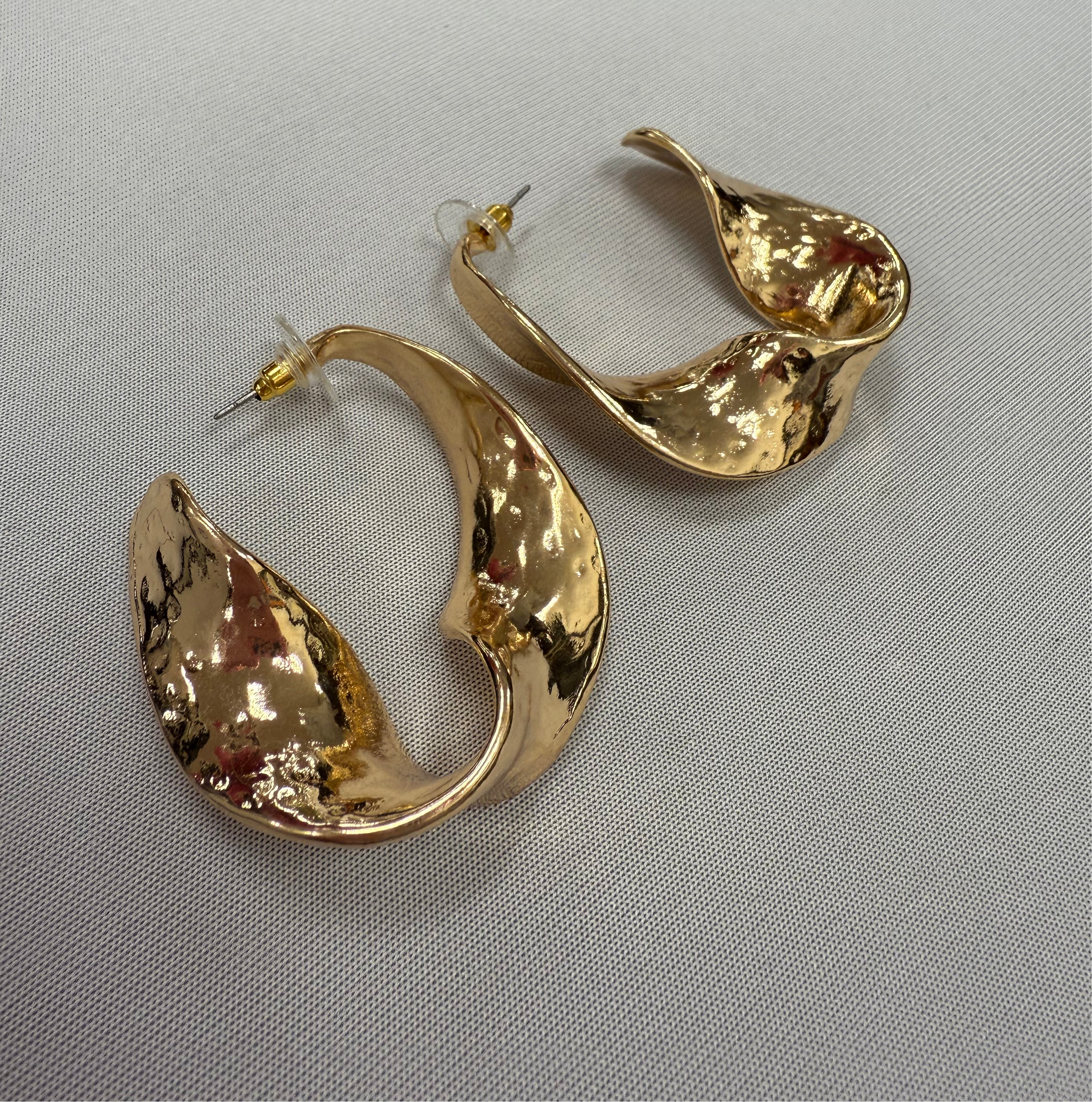 On Heavy Textured Twisted Hoop Earrings