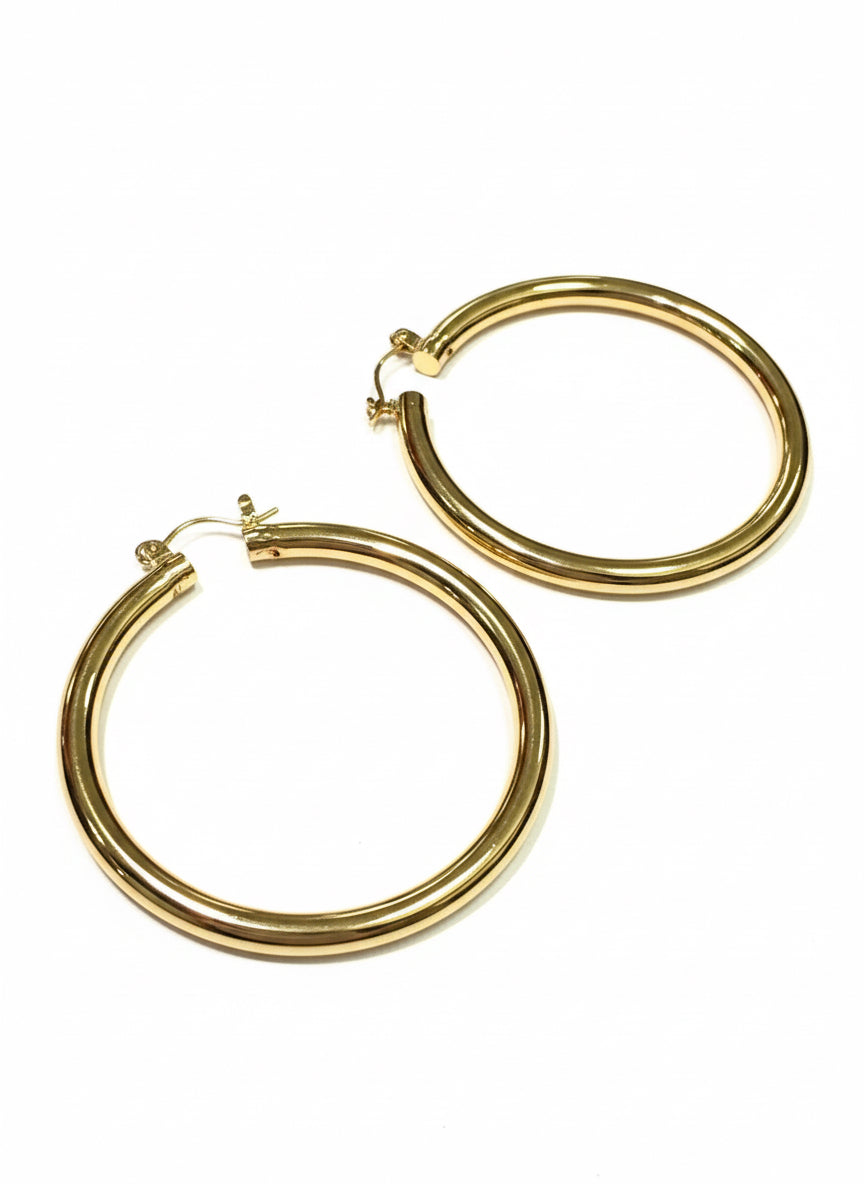 Handcuff Me Shiny Gold 2" Aluminum Water-Resistant Hoop Earrings