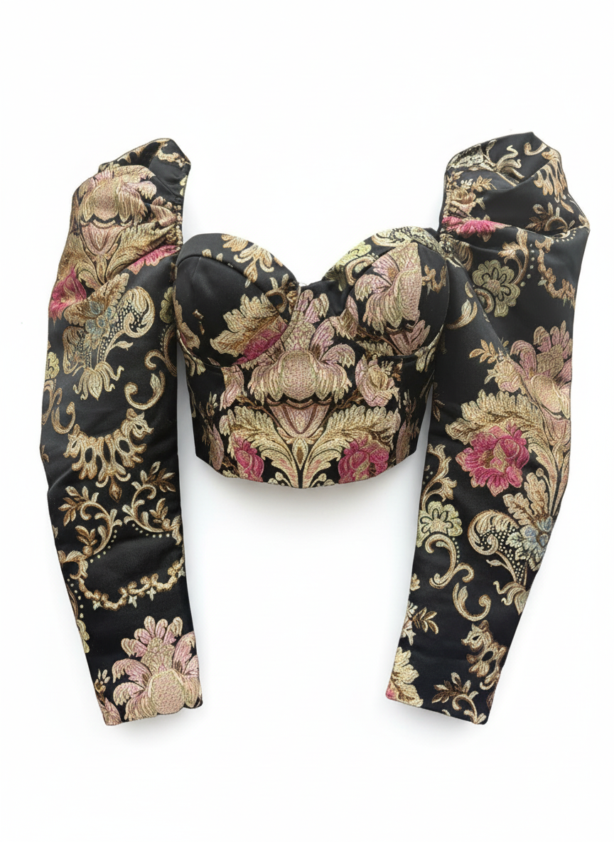 Garden Love Black Floral Crop Top