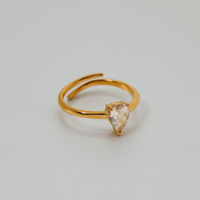 Lumini Teardrop Gold Plated Adjustable Ring