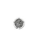 ATORI Main Character Energy circular silver-toned metal handbag hook accessory with a zebra print design, shown on a plain white background.