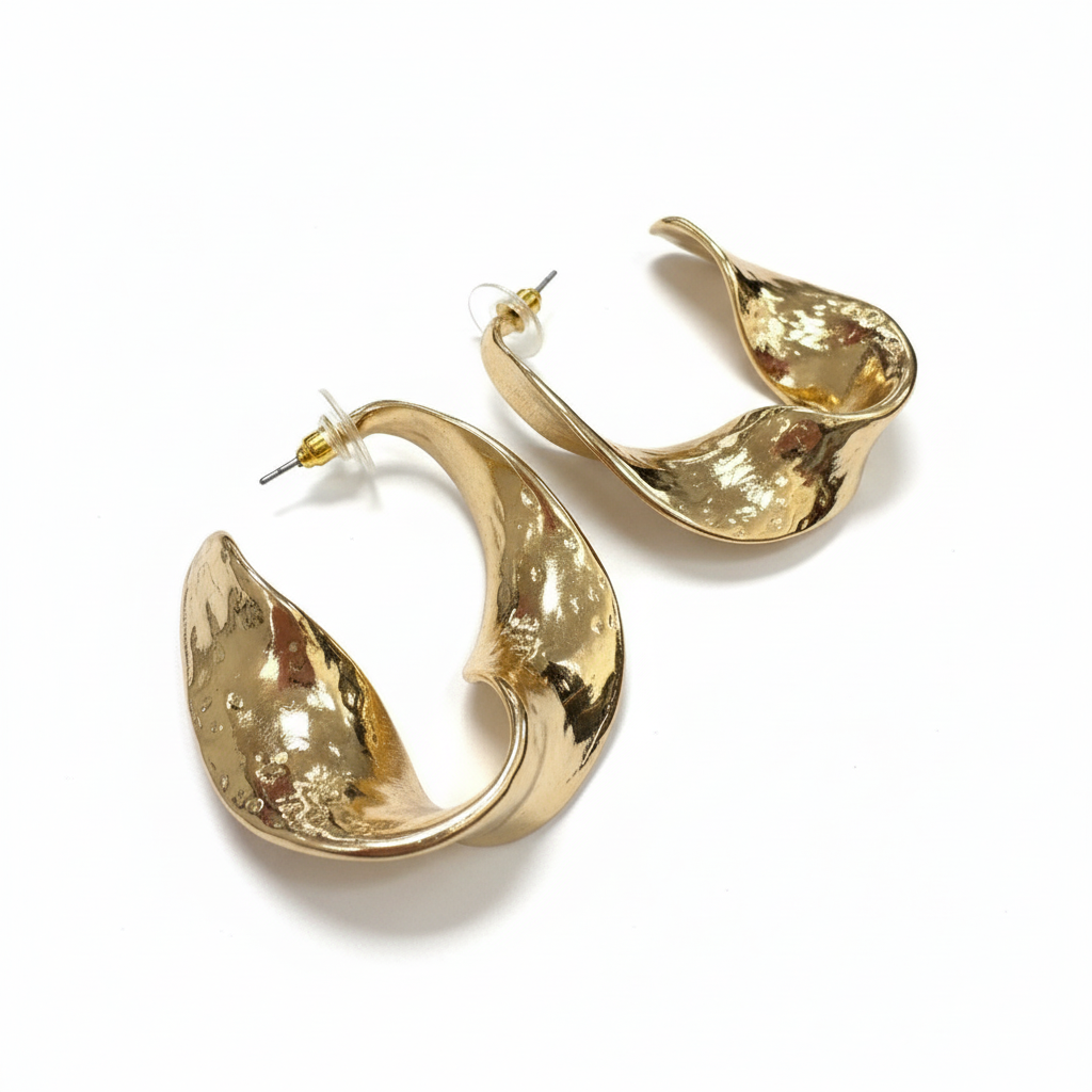 On Heavy Textured Twisted Hoop Earrings