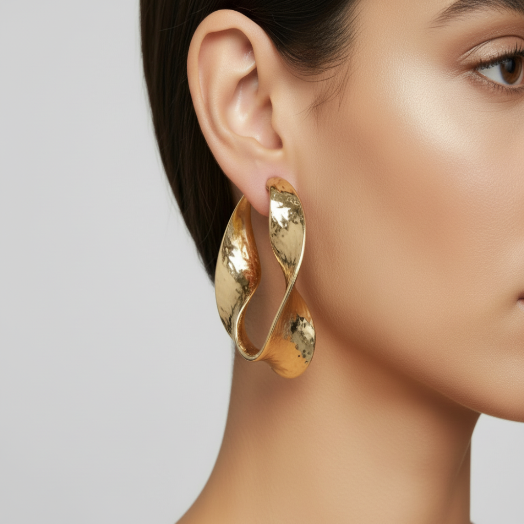 On Heavy Textured Twisted Hoop Earrings