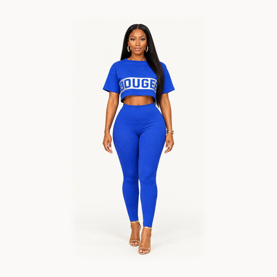 ATORI Bougee Royal Blue legging set, full-body studio product image.