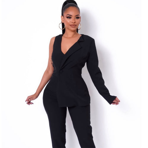 Back to Biz Black Jumpsuit