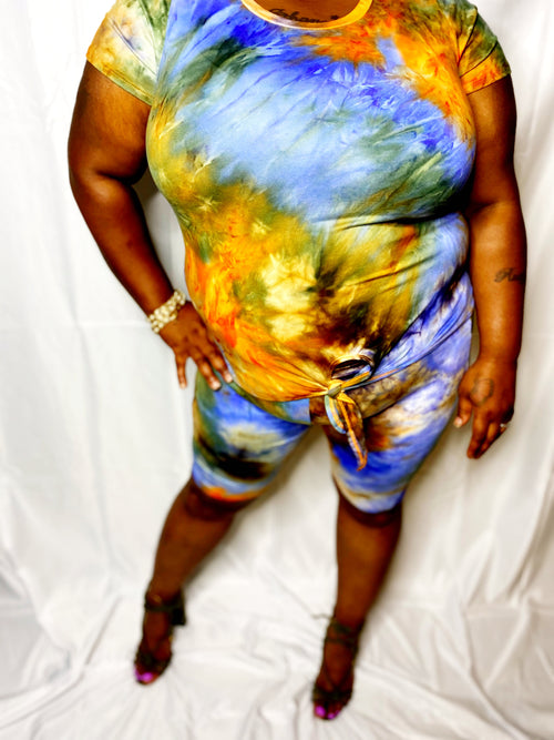 Autumn Tie Dye Curvy Girl Two-Piece Set