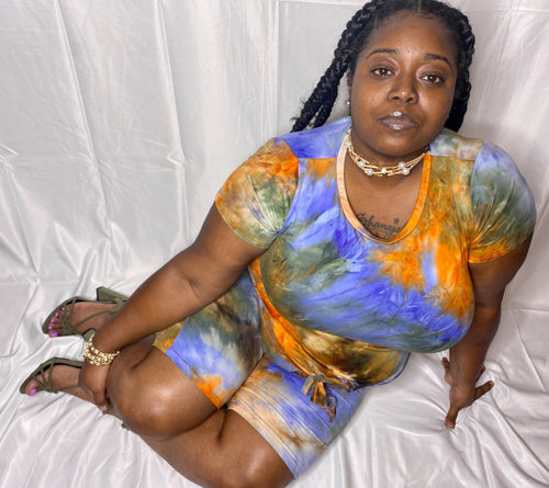 Autumn Tie Dye Curvy Girl Two-Piece Set