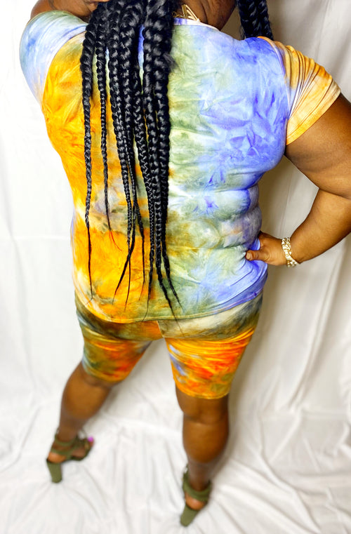 Autumn Tie Dye Curvy Girl Two-Piece Set