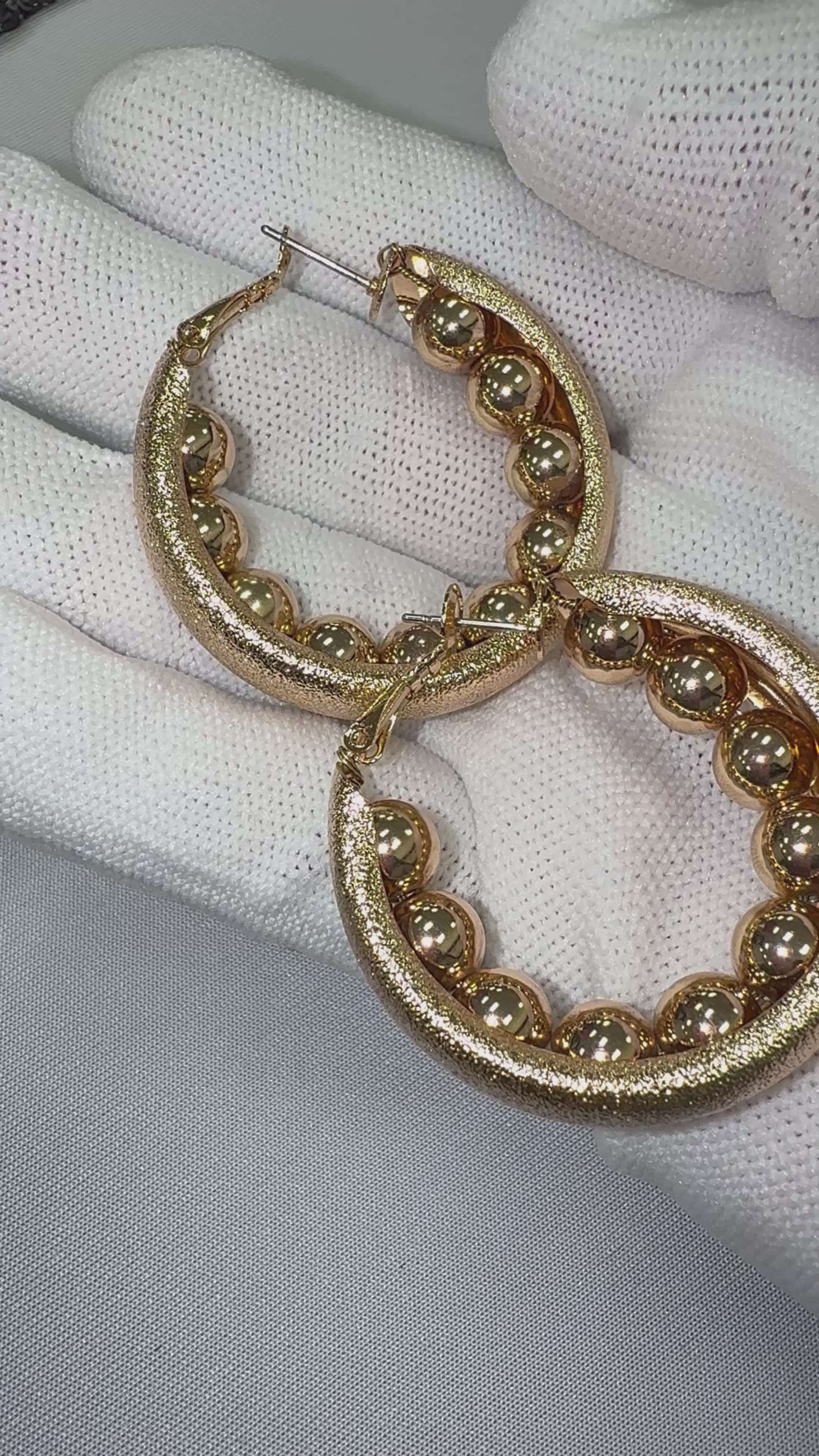 Gold Rush Hoop with Beaded Accents Earrings