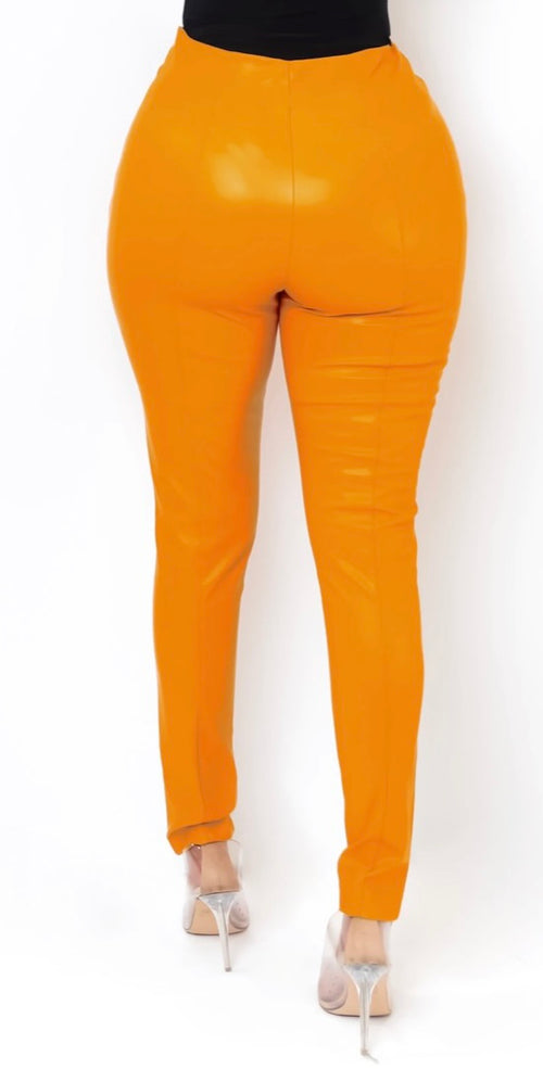 Wendy Orange Patent Leather Pants
