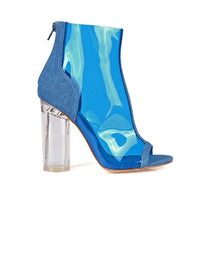 Penelope - Blue Denim Transparent Open Toe Heel